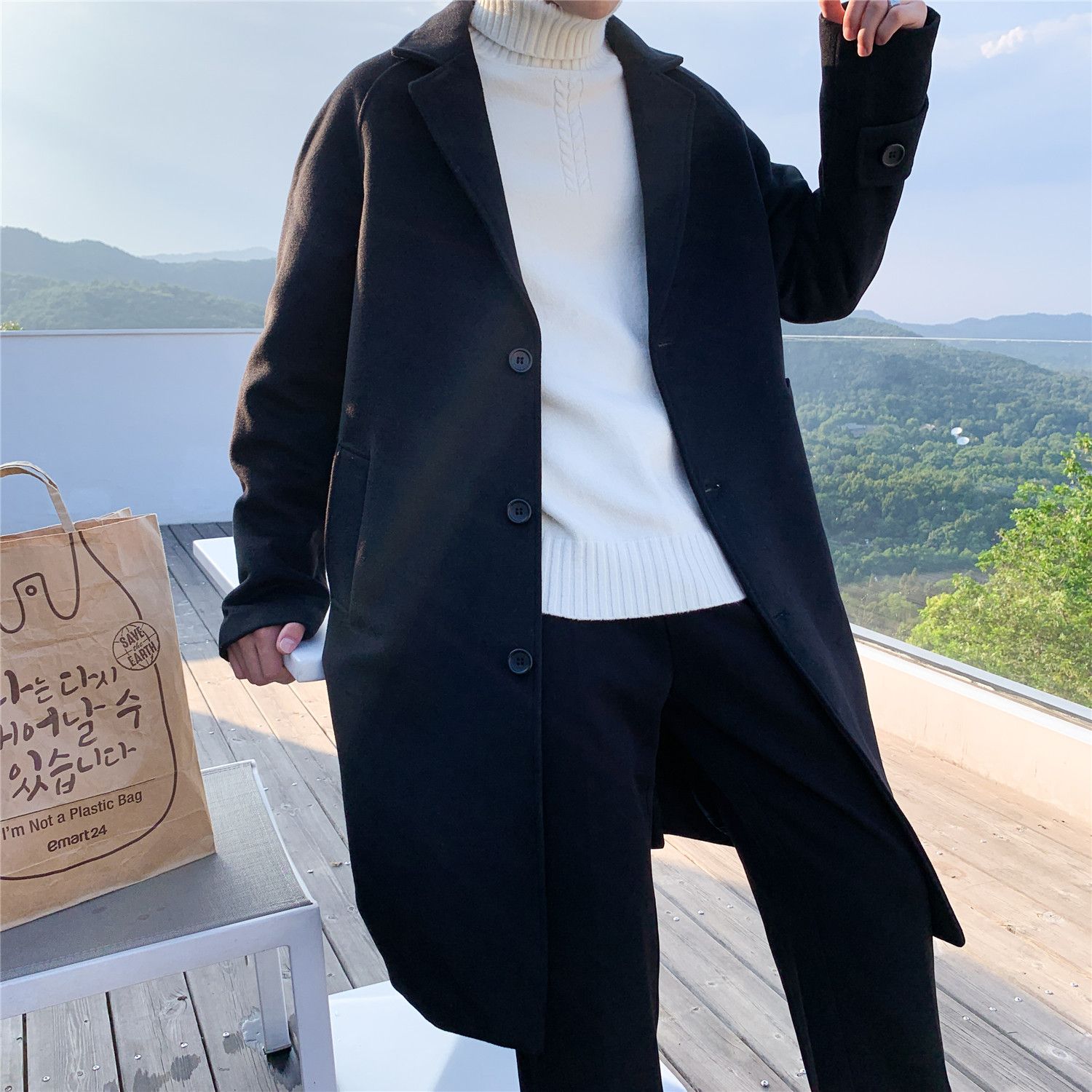 Outdoor Adventure Recreation - Wool Blend Coat Grey Mans Climbing